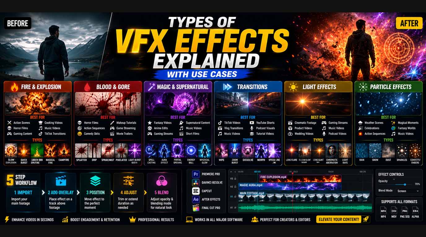 Types of VFX Effects Explained: Fire, Magic, Blood, Transitions & More ...